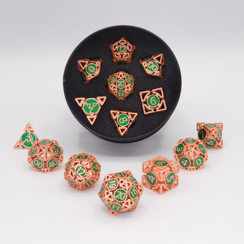 Metal Hollow Dice - Bronze and Green
