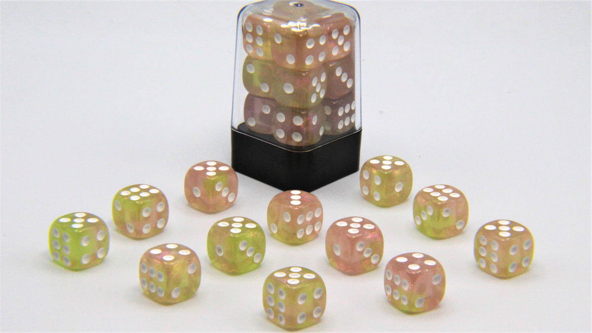 D6 Pips - Glittering Yellow and Pink