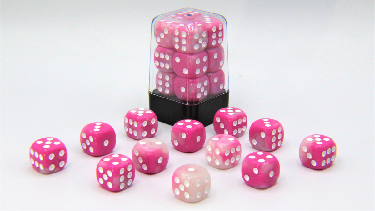 D6 Pips - Pink and White